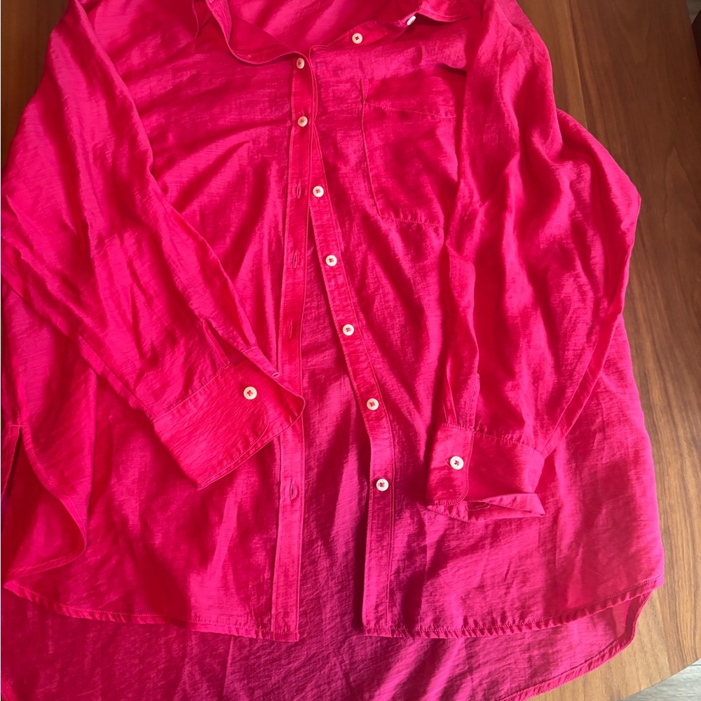 Maeve Fuchsia Button-Down Blouse
